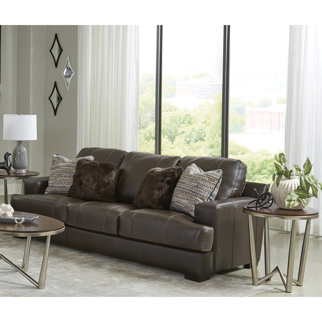 Arieyanna 92" Italian Leather Match Sofa with 4 Included Accent Pillows Wade Logan® Leather 