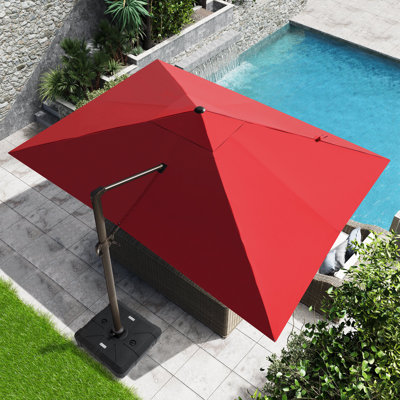 9 X 11 Ft Patio Cantilever Umbrella with Weighted Base