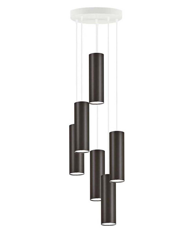 Denegal 6 - Light Cluster Pendant, Dark Brown, White