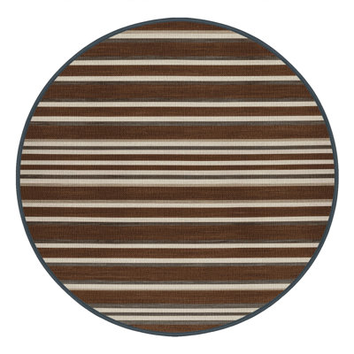  Washable Walnut Light Gray Striped Area Rug