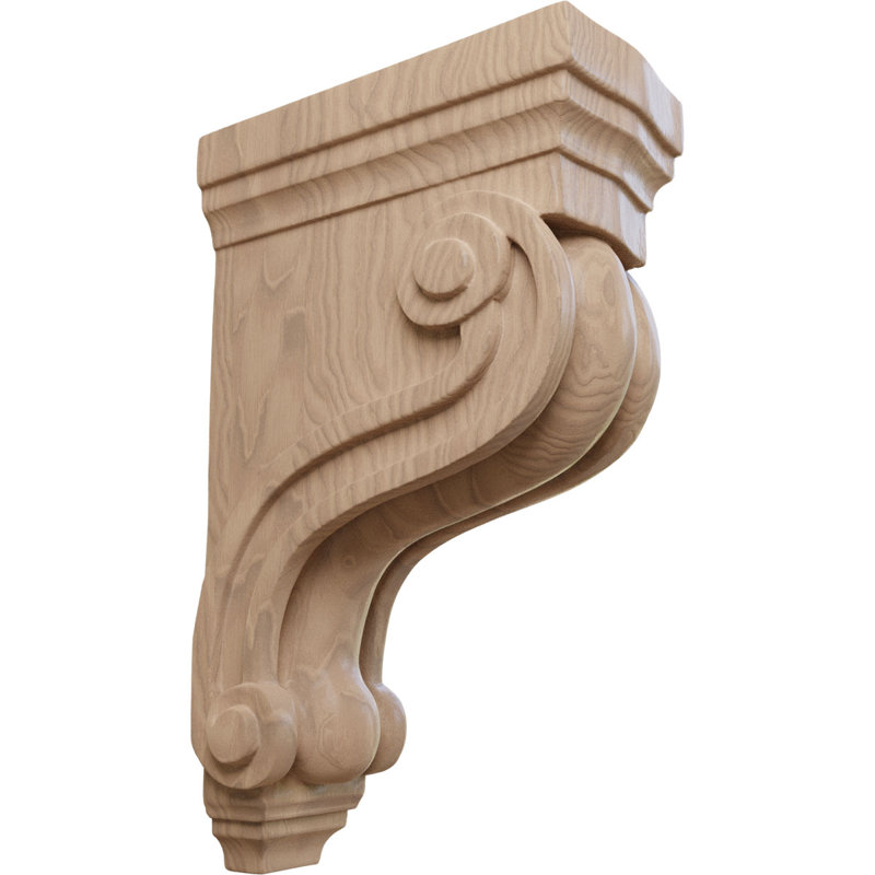 10.5'' H x 3.38'' W x 6.5'' D Wood Bracket / Corbel, Acajou