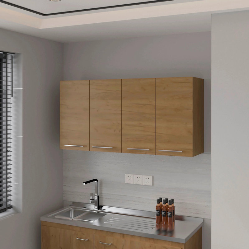 Armoire murale en chêne naturel naturel en mélamine avec 4 portes