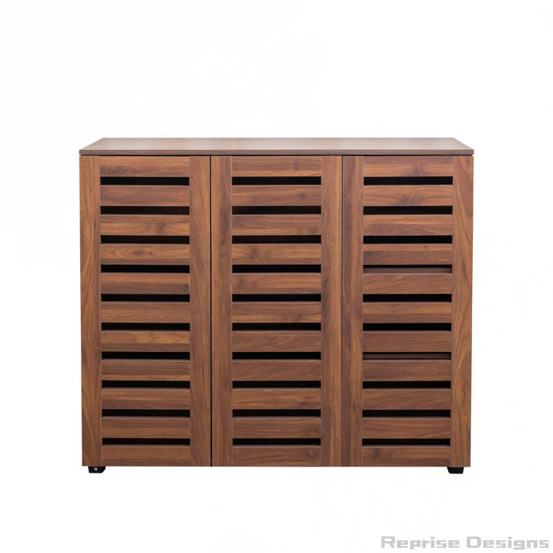 Armoire de rangement à chaussures à 5 niveaux avec tablettes réglables, Noyer