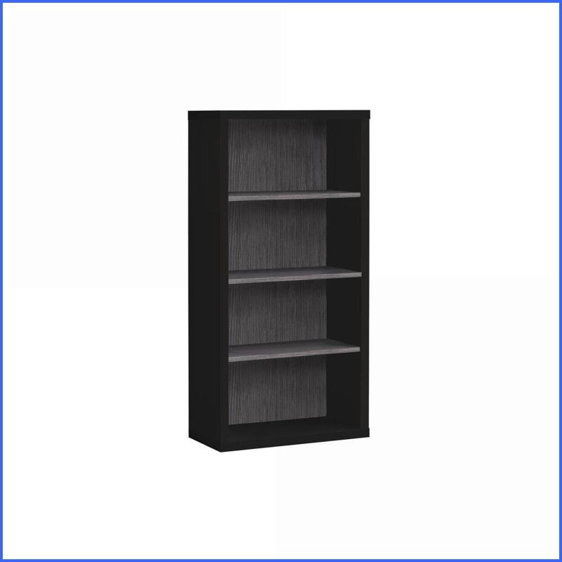 Bookshelf 5 Tier 47.5” H Black &amp; Grey Modern Bookcase for Office/Bedroom | Black | Particle Board, Black