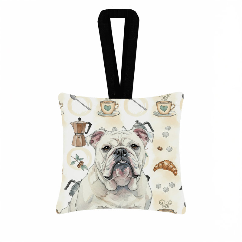 Ornement suspendu en tissu blanc bouledogue anglais blanc 3,5 x 3,5, Bulldog anglais blanc