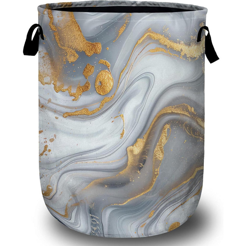 Marble Laundry Basket Laundry Hamper Collapsible Oxford Cloth With Handle Clothes Toy Storage Bin For Bathroom Laundry Room Bedroom
