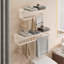 Porte-serviettes mural pliable avec étendoir rétractable dissimulé, sans perçage, en acier au carbone, pour salle de bain et balcon. Organisateur de cintres à vêtements.-836249661-836249663