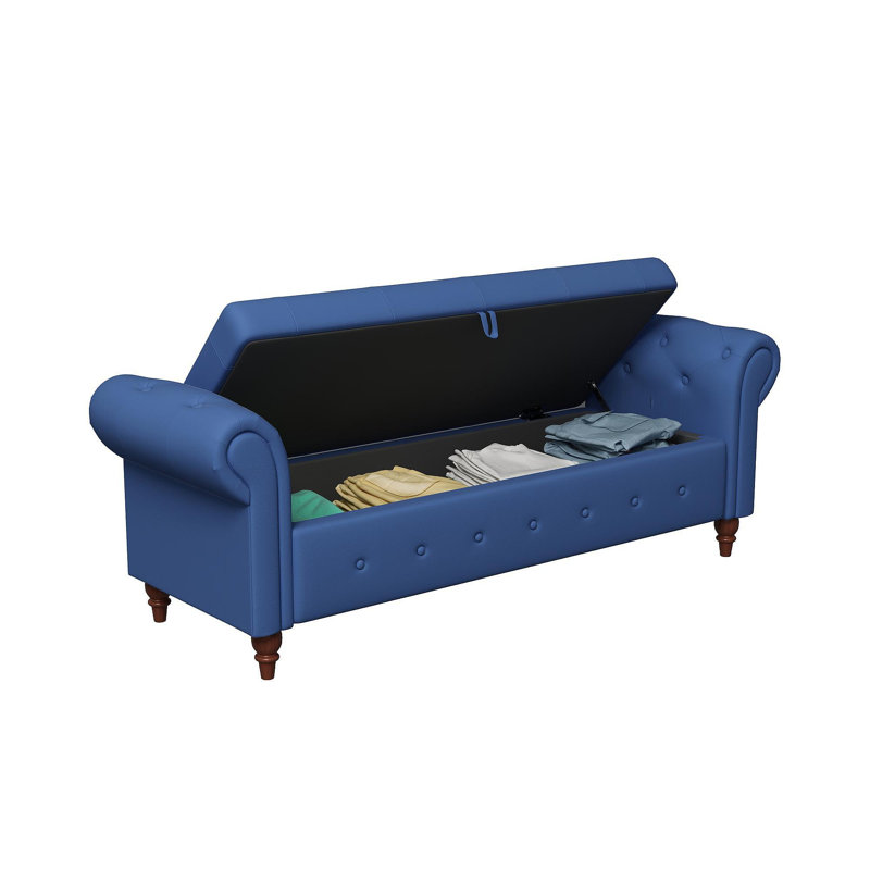 Banc de lit en tissu bleu marine, Marine