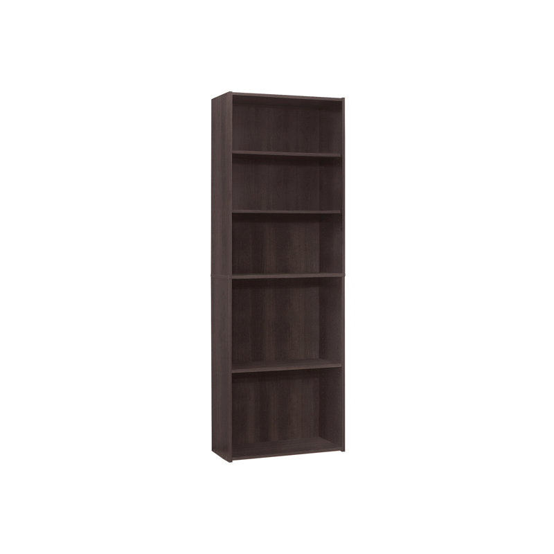 6 Tier Bookcase For Office & Bedroom, 72" Height, Brown Laminate Surface, Transitional Design, 3 Adjustable Shelves And 2 Fixed, Space Saving, Elegant Finish, Tipping Hardware Extra Security,