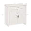 Buffet de style ferme avec porte de grange, parfait pour le rangement de la cuisine et un décor rustique.