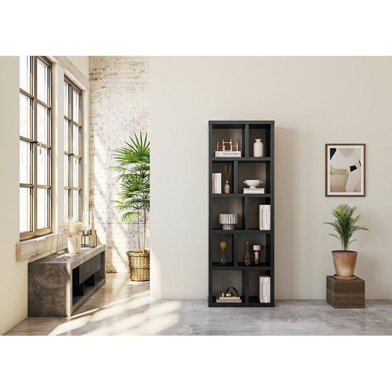 Bibliothèque cubes Stetson, (5 tablettes) H 78 po x l 28 po x P 13 po, Noir pur