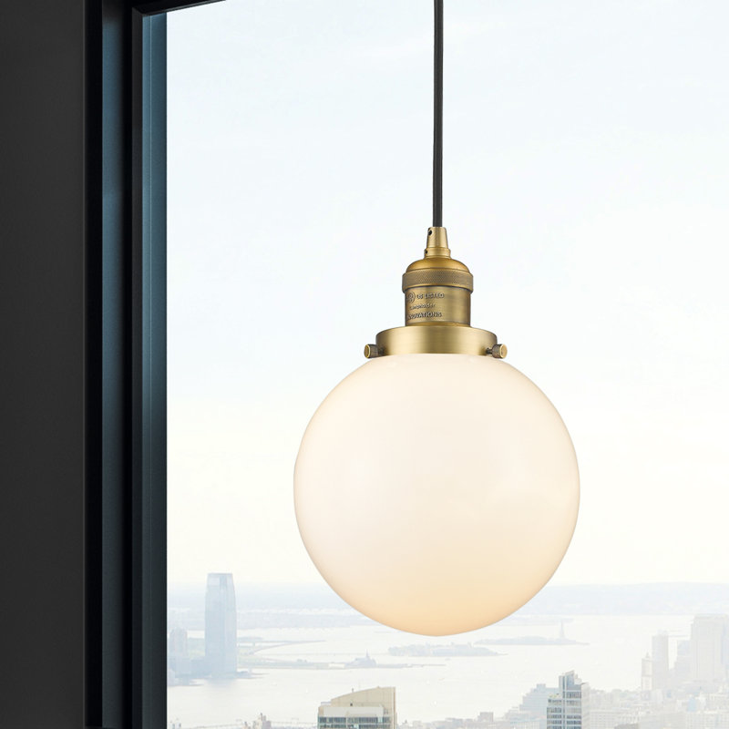 Luminaire suspendu sphère 1 lumière Clementina, Ampoule DEL rétro de 3,5 watts, Grainé, Laiton brossé