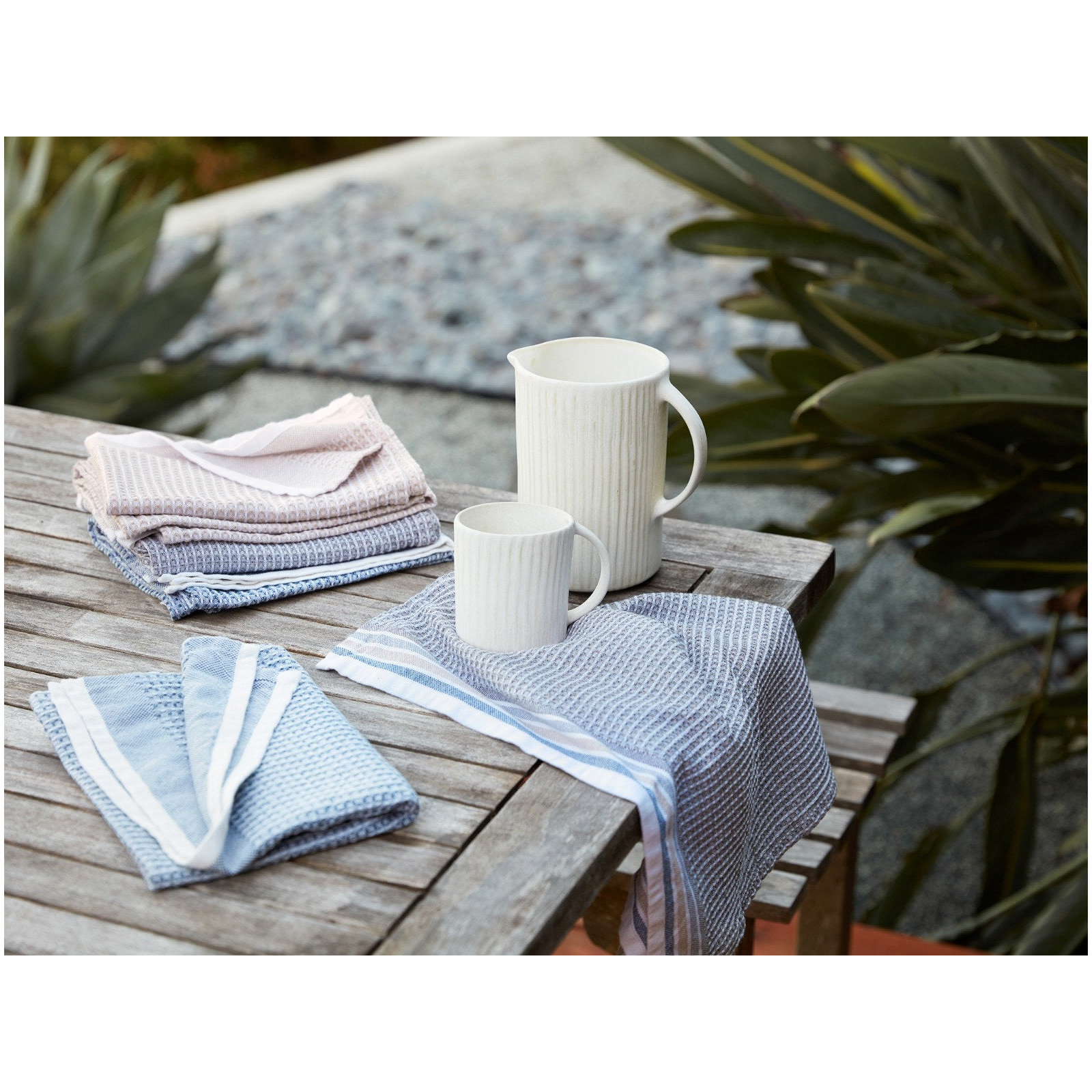 Waffle Tea Towel Kitchen Towel, Shoreline