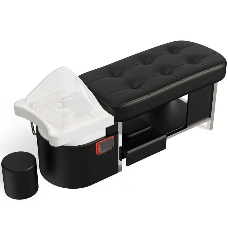  Lit de shampooing pour spa avec circulation de vapeur et d'eau, luminothérapie 7 couleurs, table de massage en mousse à mémoire de forme avec bol à shampooing, équipement de spa tout-en-un et lit pour le visage