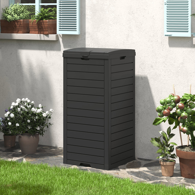 Contenant extérieur pour poubelle, 31 gallons, à double couvercle, Noir, 31 gallons