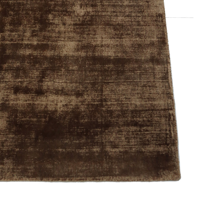Hand-Loomed Lux Silk Brown Area Rug, Rectangle 10' x 14'