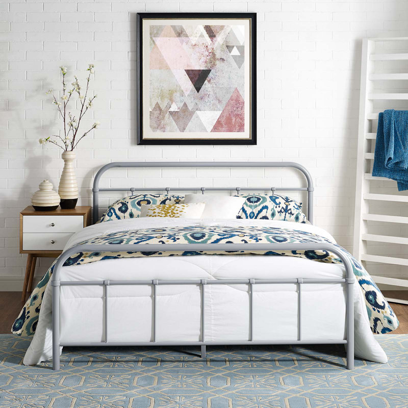 Modway Maisie Stainless Steel Bed Frame, Gray, Full