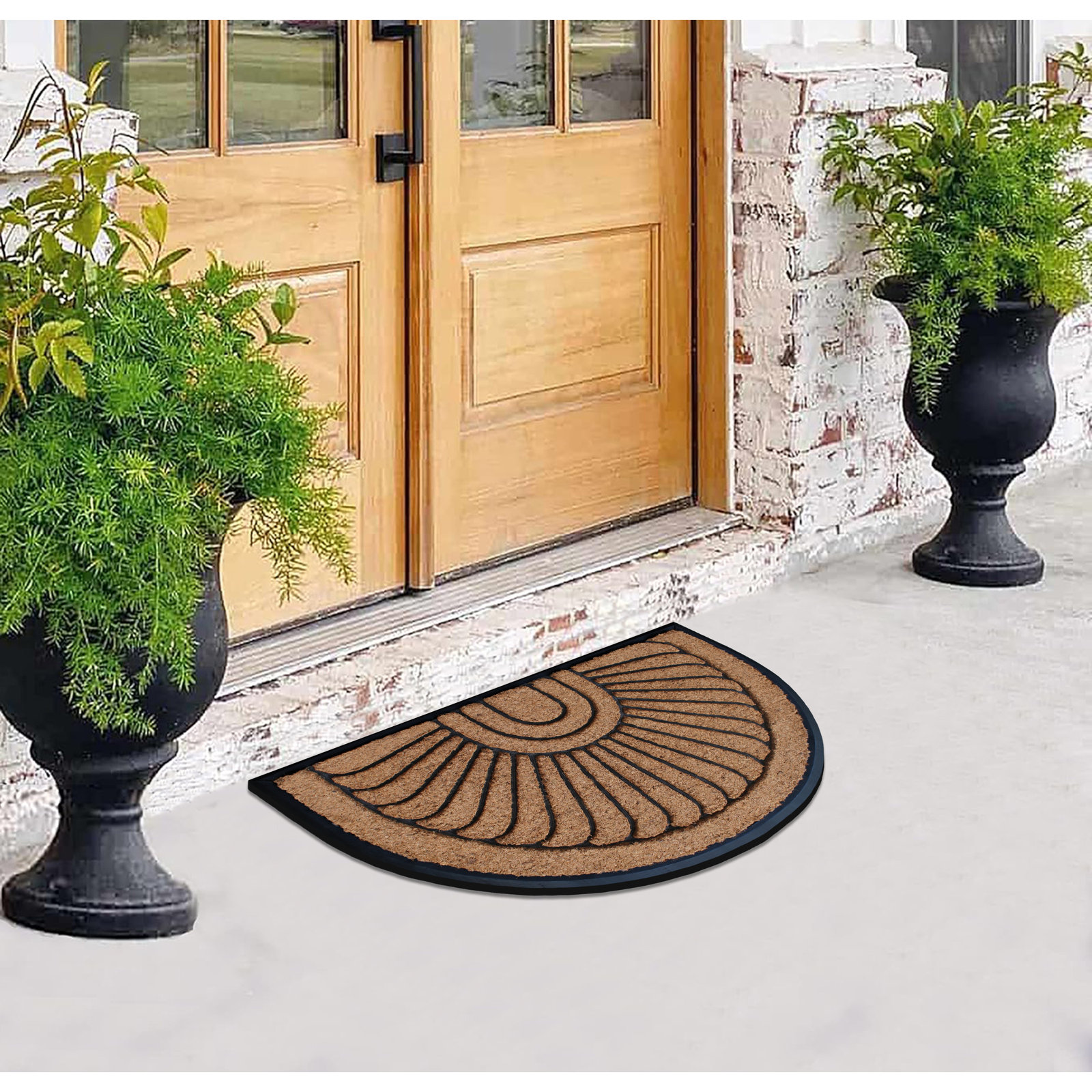 Non-Slip Outdoor Doormat, Semi-Circle 2' x 3'