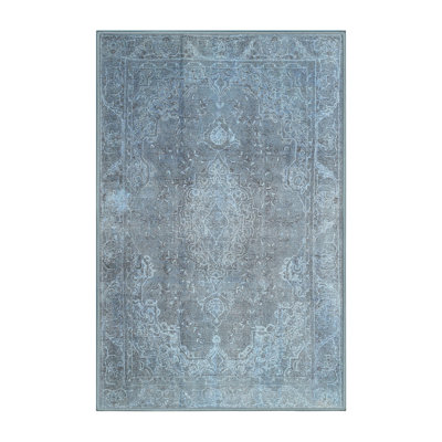 Tapis bleu/gris