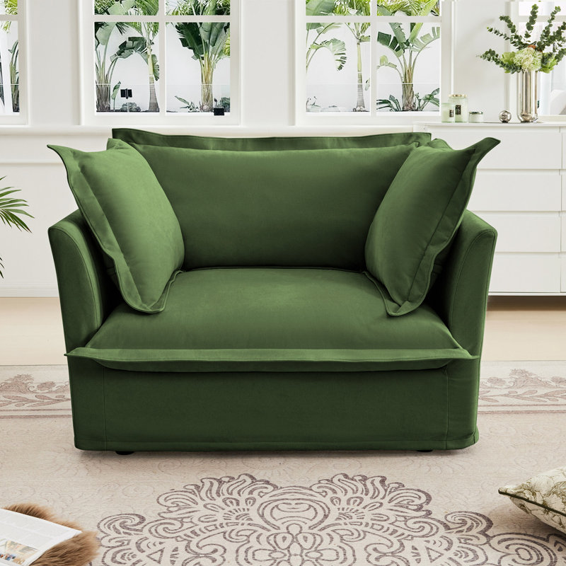 Fauteuil à housse avec 1 grand coussin de dossier et 2 grands coussins décoratifs, 1 canapé profond confortable, 1 canapé profond et plusieurs coussins moelleux, tissu chenille