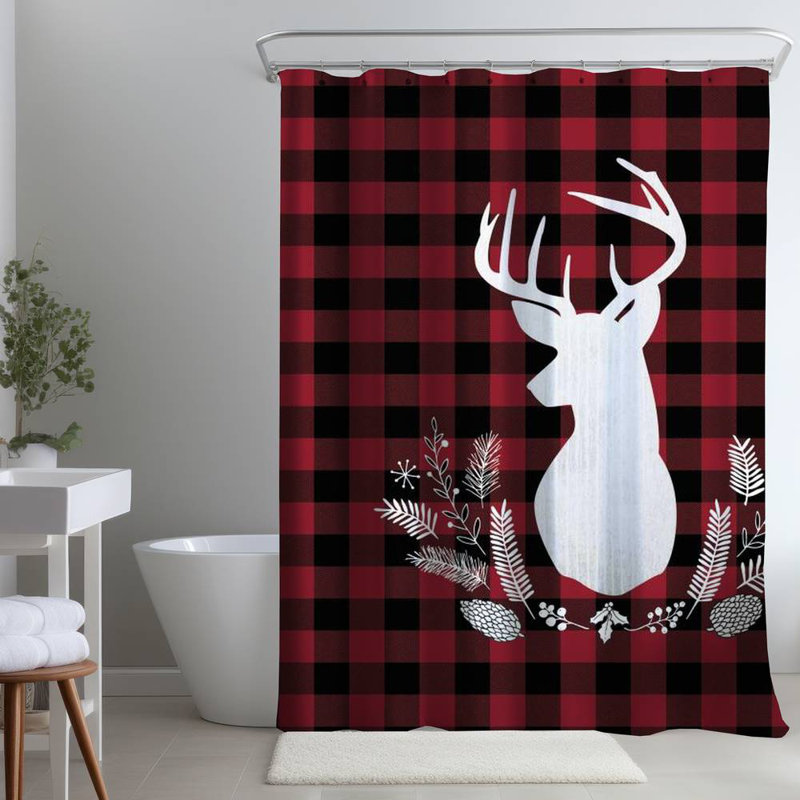 Gingham – Polyester Shower Curtain, Dye Sublimation Print, 71" W × 74" L