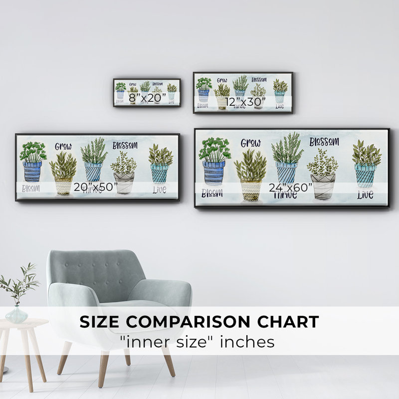 Potted Inspirations- Framed Canvas, 24" H x 60" W