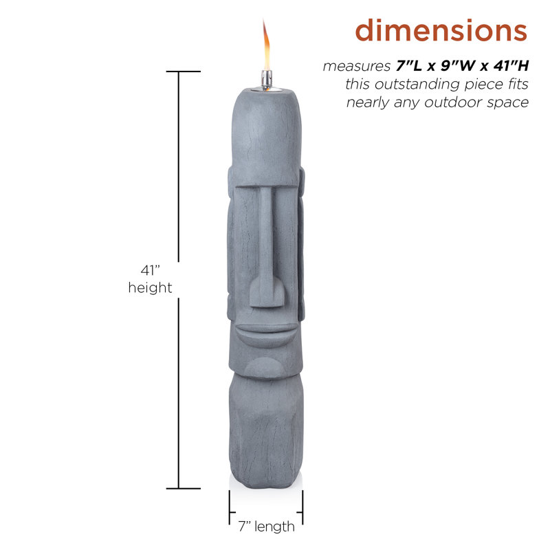 Clarkesville Moai Head Oil Torch Lamp Statue