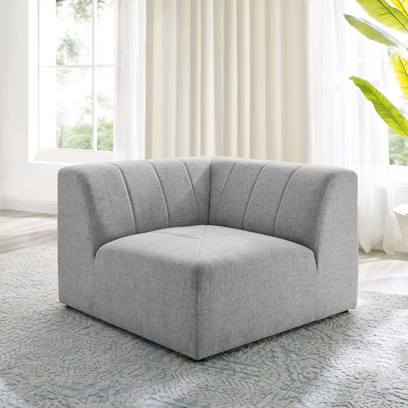 Chaise de coin en tissu d'ameublement Bartlett, Gris clair