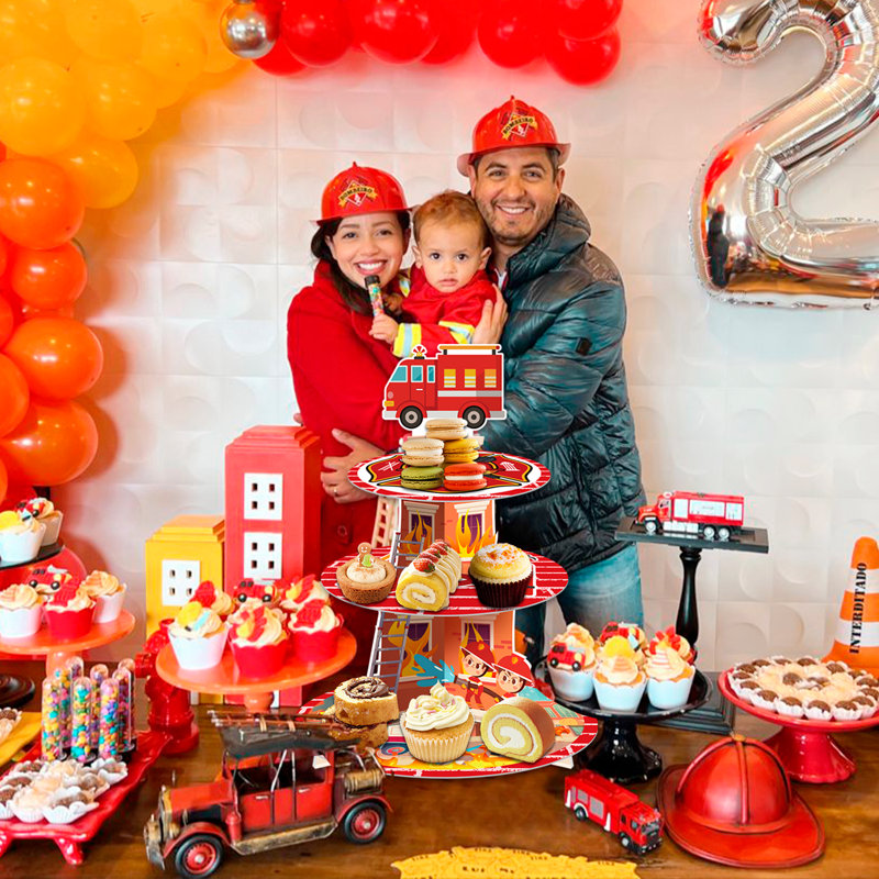 Support de petit gâteau, décoration de fête d'anniversaire pompier
