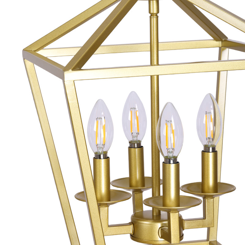 Luminaire suspendu géométrique à 4 lumières Dobson, Or doux