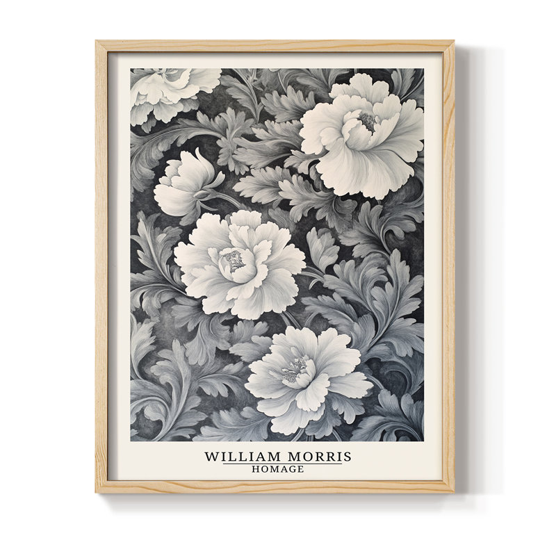 WM MORRIS Series DCLXXXIV Framed Print - Solid Wood, Natural, 21" H x 17" W