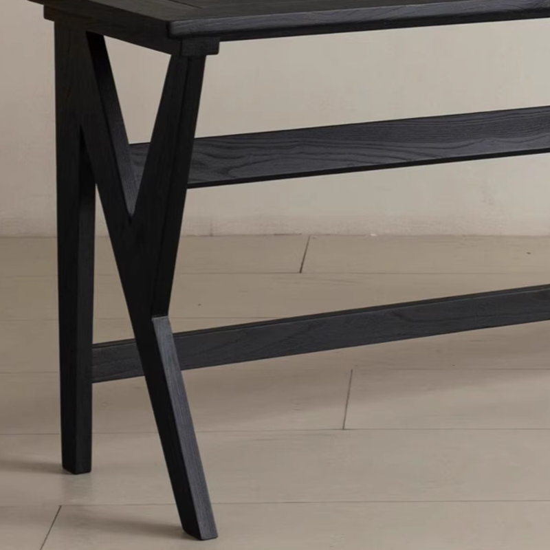 Bureau stable en bois de frêne noir carbonisé, H 29,52 po x l 70,86 po x P 19,68 po, Noir