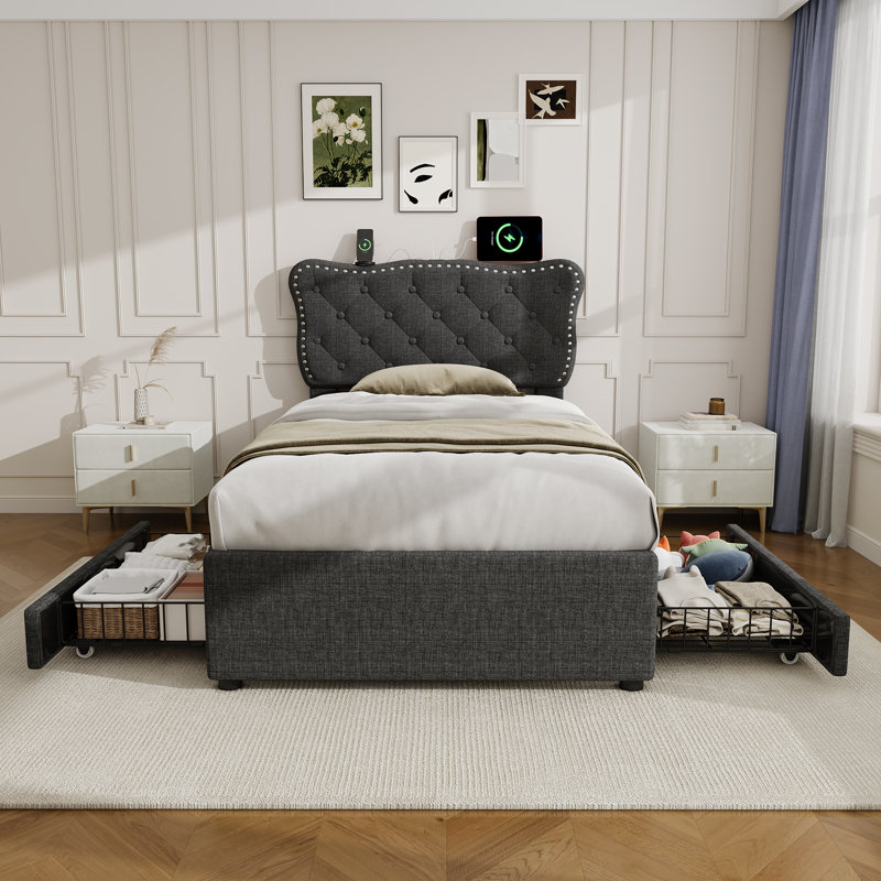 Storage Bed, Grey