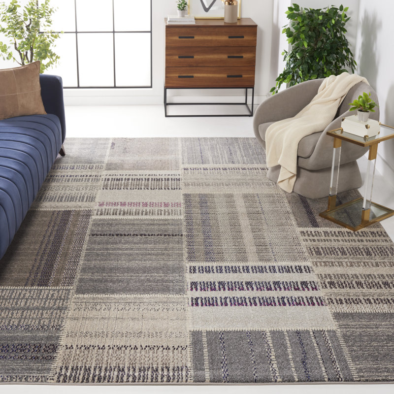 Tapis gris à motif géométrique Tucker, Rectangle 8 pi x 11 pi