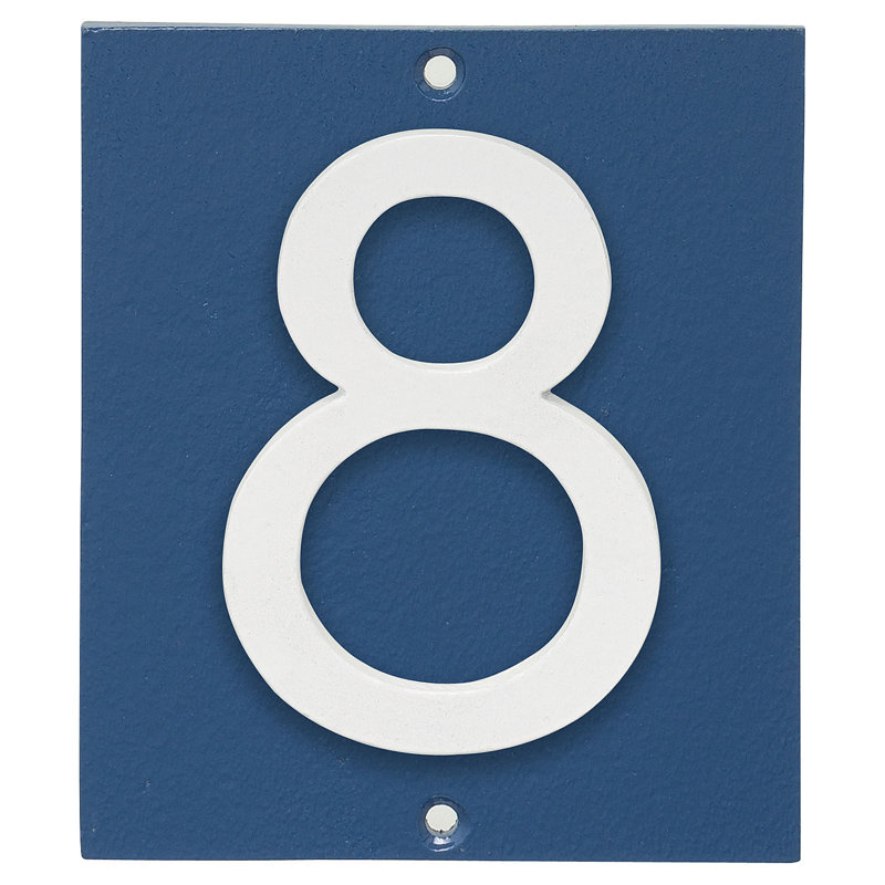 Plaque d'adresse verticale à 1 ligne flottante, Bleu mer / blanc, Oui