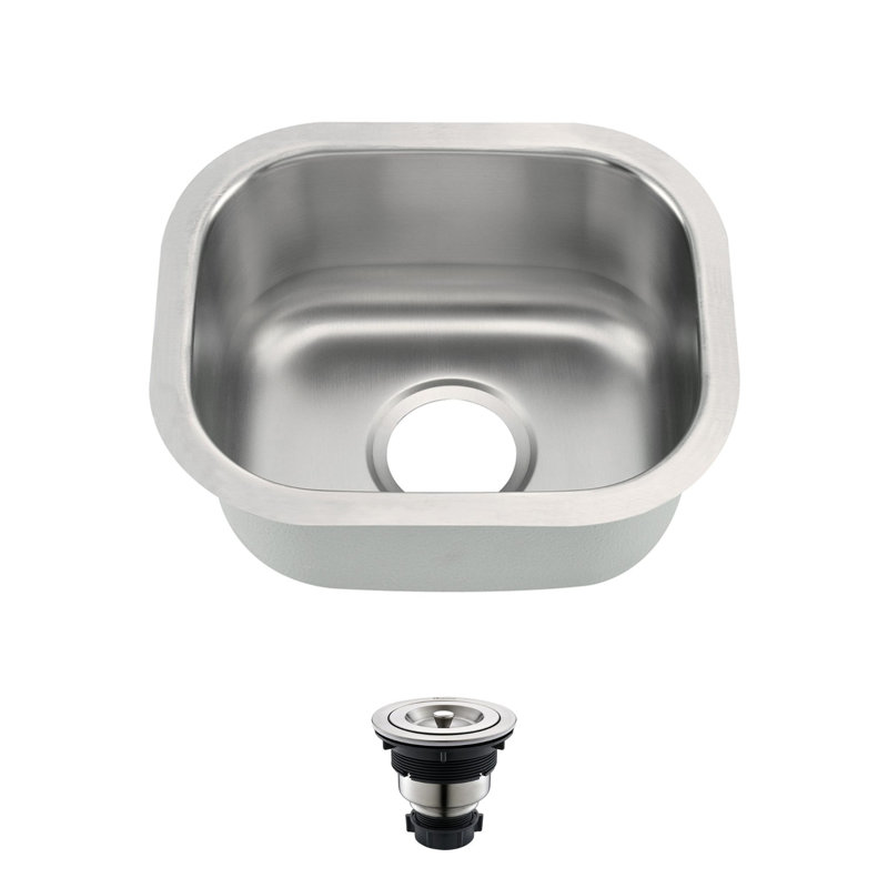 Évier de cuisine encastrable en acier inoxydable, Bol simple, H 7 po x l 15 po x P 13 po