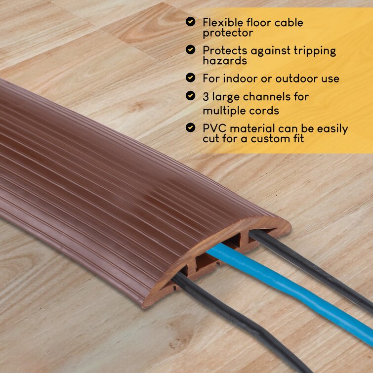 Newton Supply 4-Foot Floor Cord Cover - Cable Management Kit for