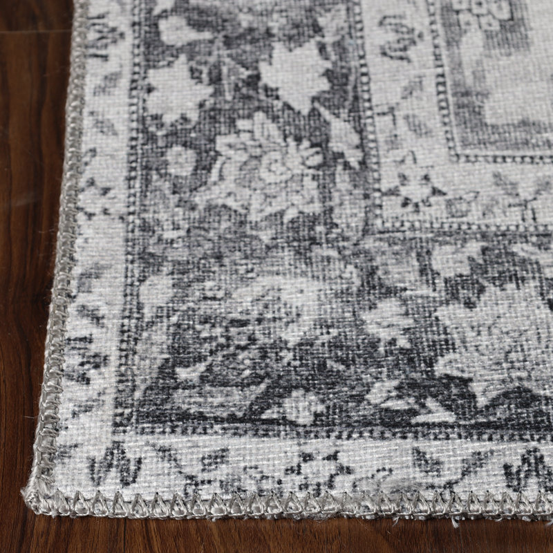 Oakes Modern Oriental Medallion Indoor Charcoal Area Rug, Runner 2'6" x 7'6"