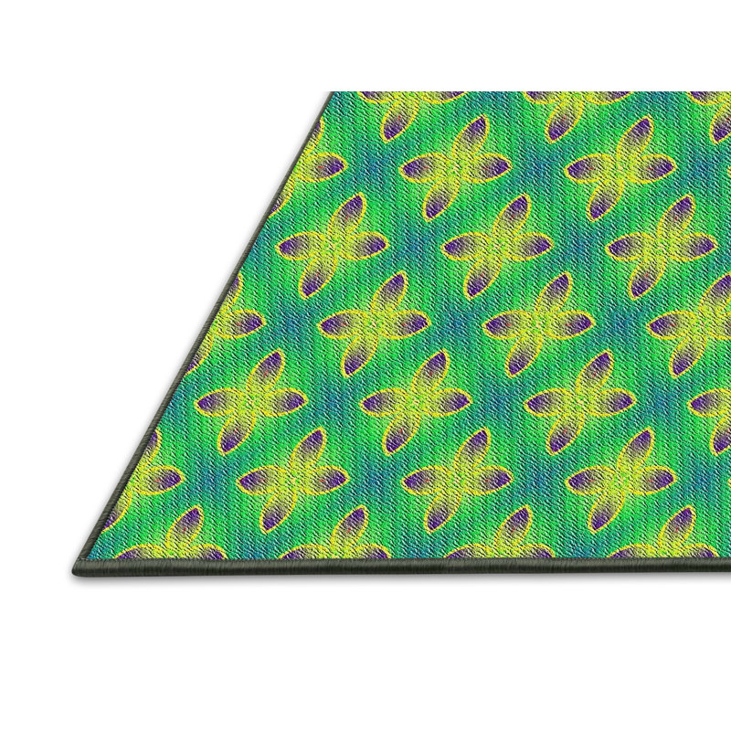 Tapis vert/jaune à motifs Ballarat, Rectangle 2 pi x 3 pi