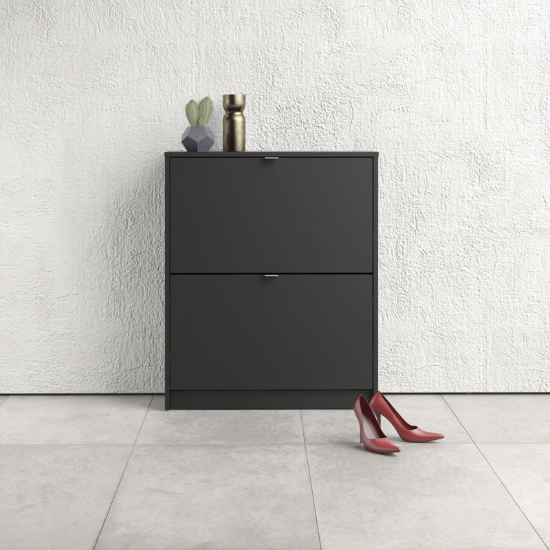 Shoes 6 Pair Shoe Storage Cabinet, Matte Black
