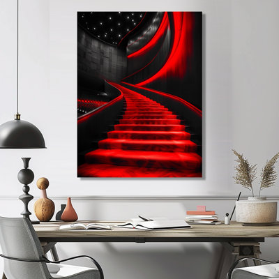 Monochrome Black And Red Harmonic Concert Halls - Concert Halls Wall Art Living Room
