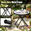 Round Tempered Glass Outdoor Side Table - 46 cm W 46 cm D