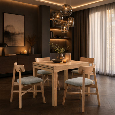 Extendable Solid Wood Dining Set