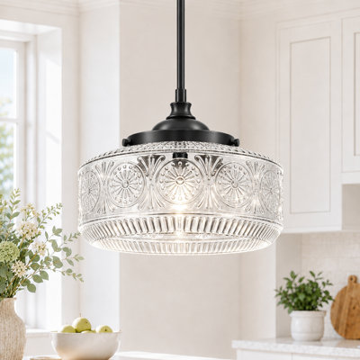 Modern 3-light Drum Pendant Light, Kitchen Island Lighting With Etched Glass Shade, Adjustable Height Hanging Chandelier For Dining Room Bedroom Hallway Bathroom, E12 Base