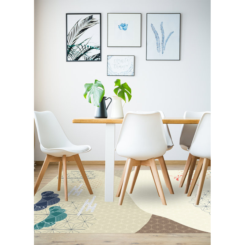 Bergevin Vinyl Machine Printed Area Rug, Rectangle 3'3.4" x 4'11.1"