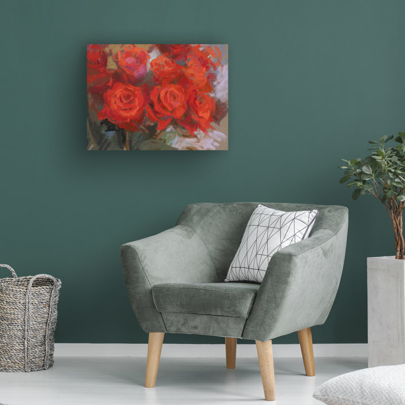 «Christine Debrosky Crimson Roses», art sur toile, H 35 po x l 47 po