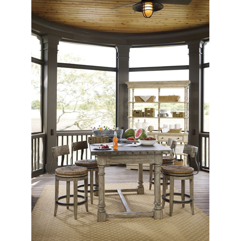 Oyster Bay Swivel Upholstered Stool, Bar Stool (30" Seat Height), Gray, Brown