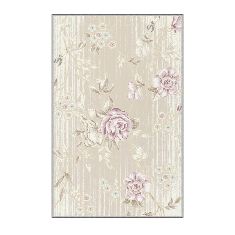 Tapis floral vert / mauve Chandra, Tapis de couloir 2 pi 7 po x 9 pi 10 po