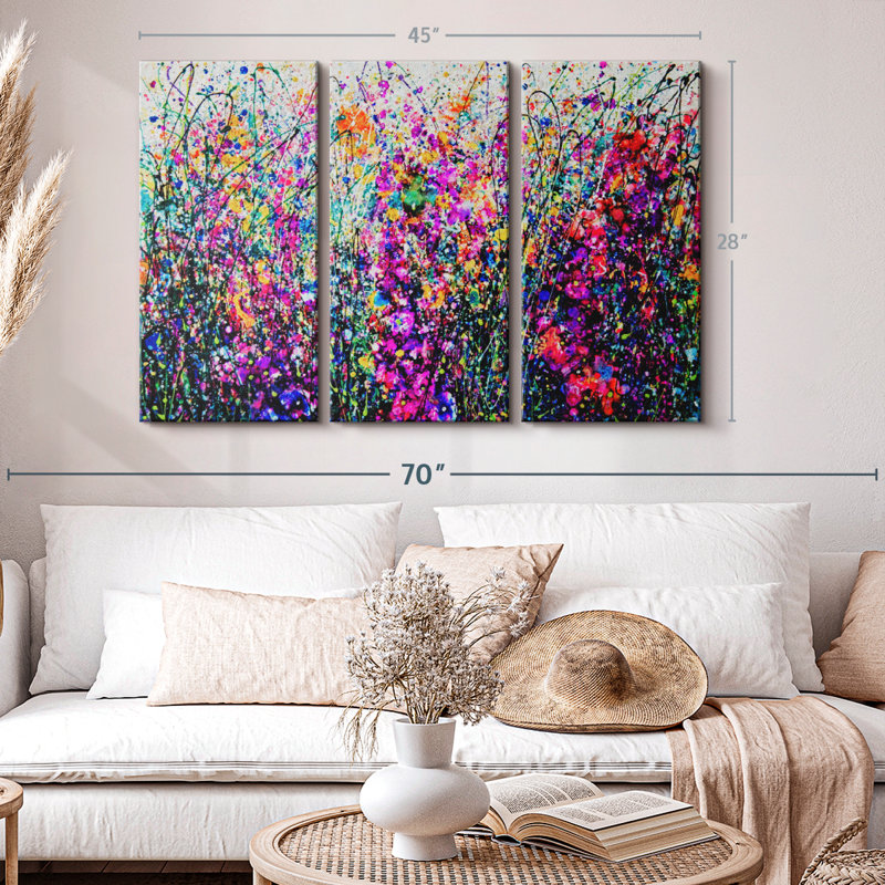 «Hollyhocks Inspired By Pollock» sur, H 45 po x l 28 po