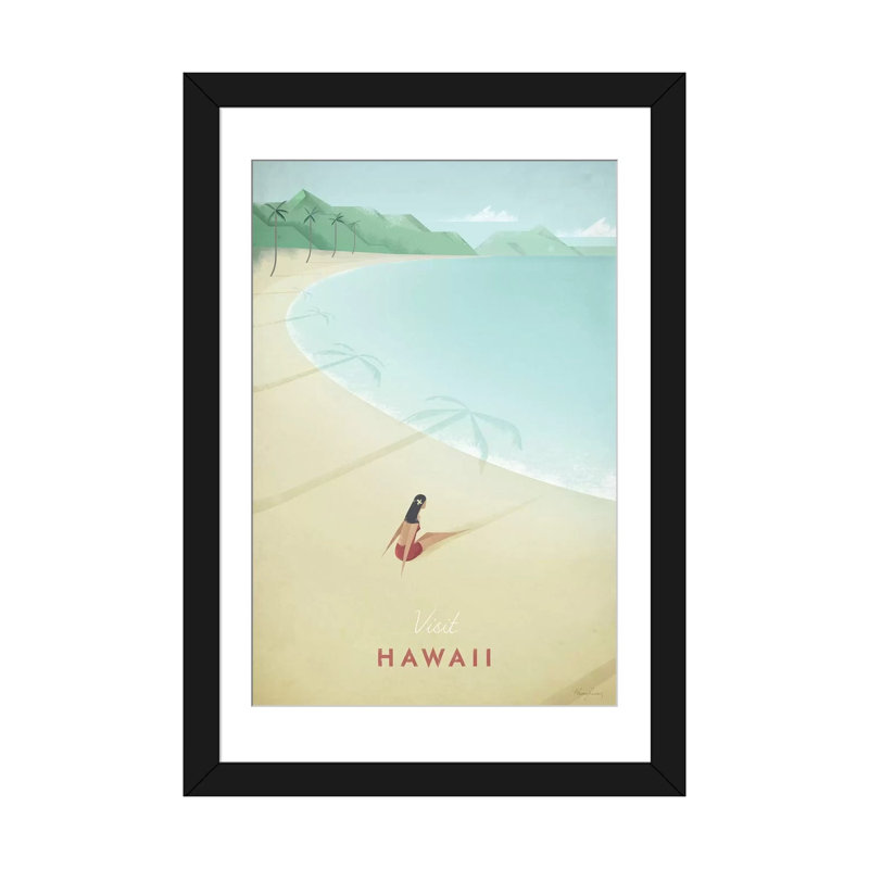 « hawaii », impression sur toile tendue, H 24 po x l 16 po x P 1 po, Papier d'art encadré noir, Blanc
